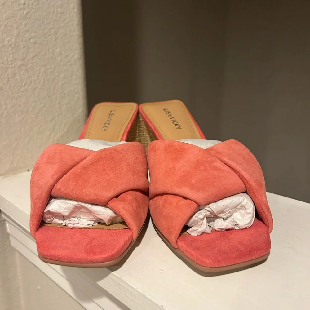 Lisa Vicky IMPRESS Platform Slide Sandals Women's 7 M Sunkissed Suede Block Heel - Picture 5 of 11